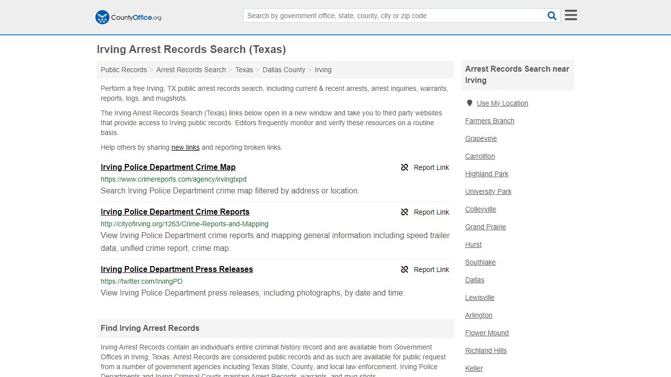 Arrest Records Search - Irving, TX (Arrests & Mugshots) - County Office